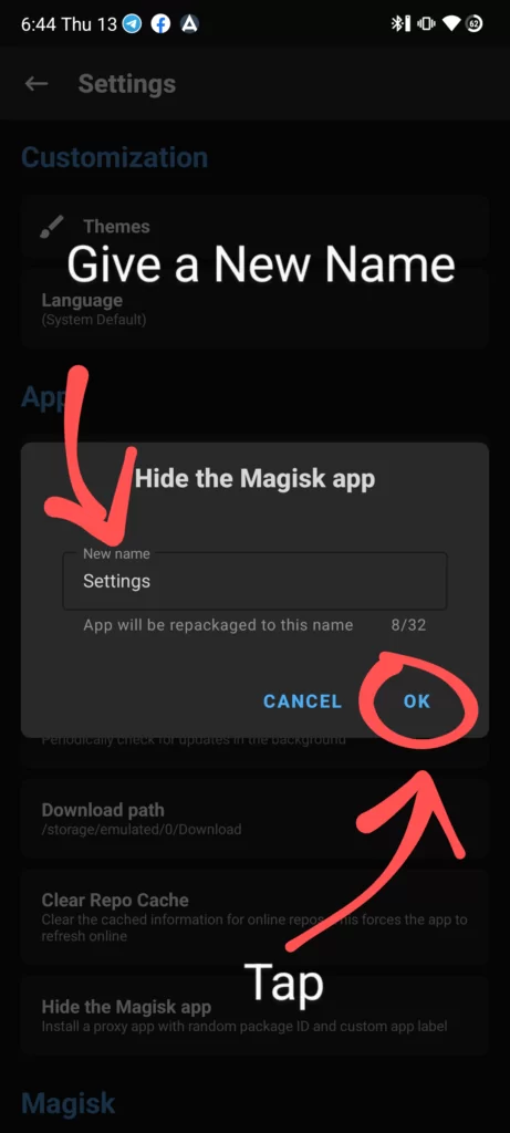 tap ok after giving name
