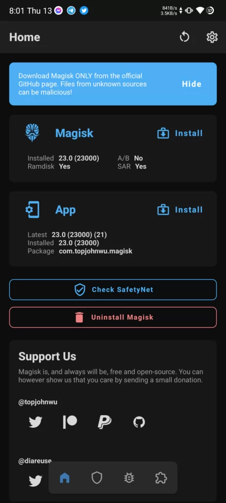 open magisk manager